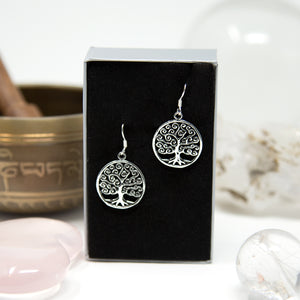 Sterling Silver Tree of Life Drop Earrings