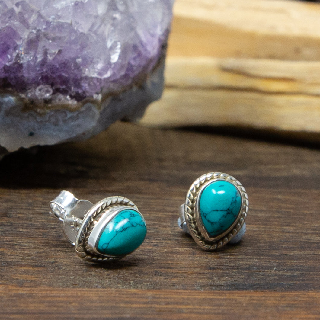 Sterling Silver & Turquoise Stud Earrings