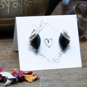 Black Jet & Sterling Silver Stud Earrings