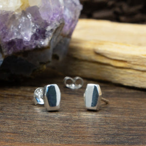 Coffin Shape Sterling Silver Studs