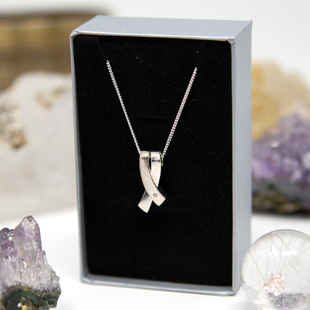 Silver Diamond Cross Pendant Necklace