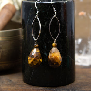Sterling Silver and Faceted Tiger's Eye Drop Earrings