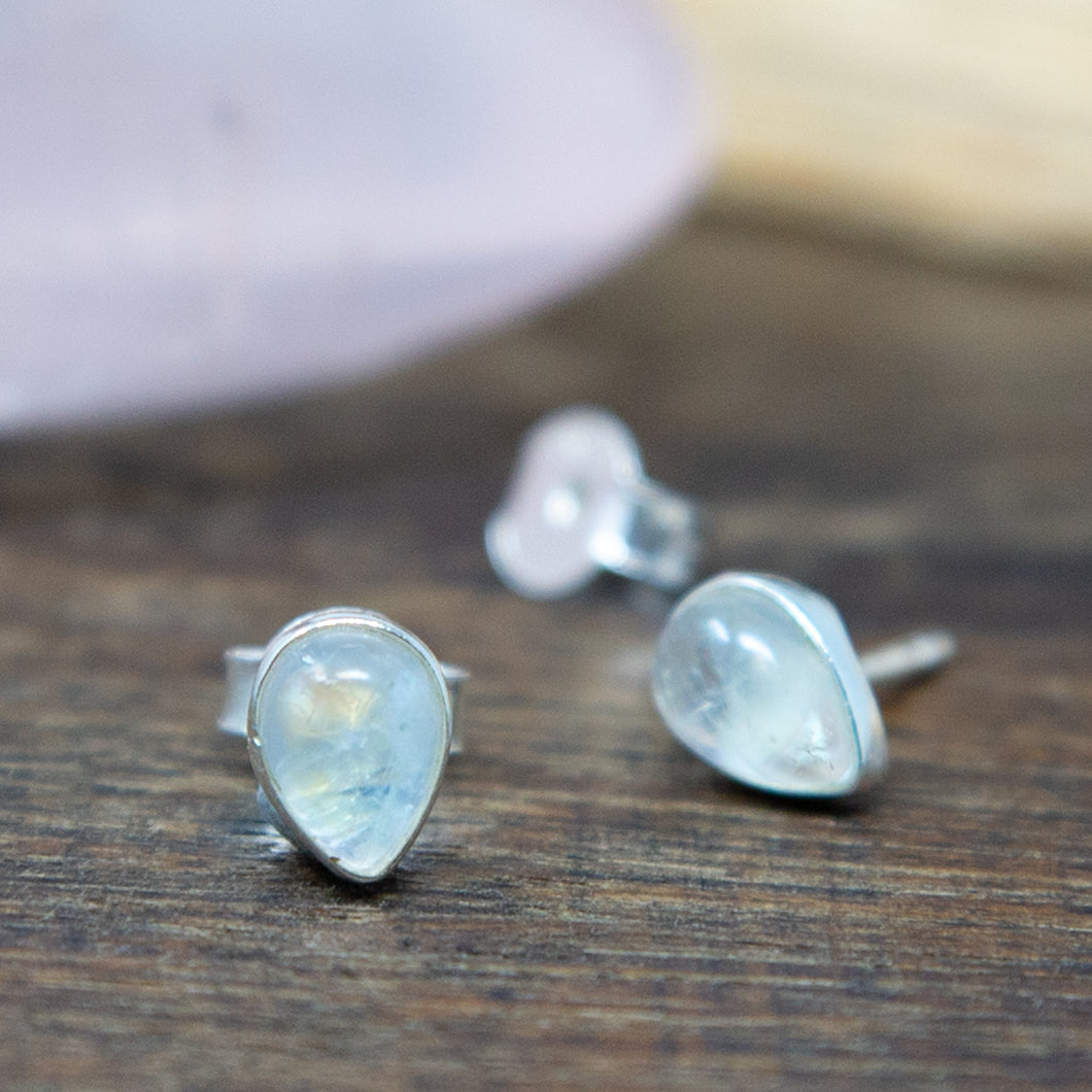 Rainbow Moonstone & Sterling Silver Stud Earrings M1