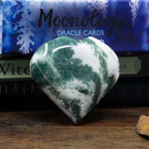 Green Moss Agate Heart Carving 69g