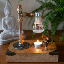 Load image into Gallery viewer, Solid Oak, Copper and Brass Industrial Style Oil Burner (B)
