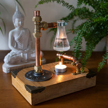 Load image into Gallery viewer, Solid Oak, Copper and Brass Industrial Style Oil Burner (B)
