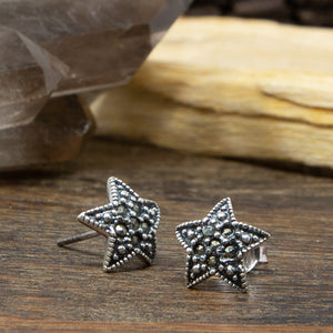 Sterling Silver and Marcasite Star Stud Earrings